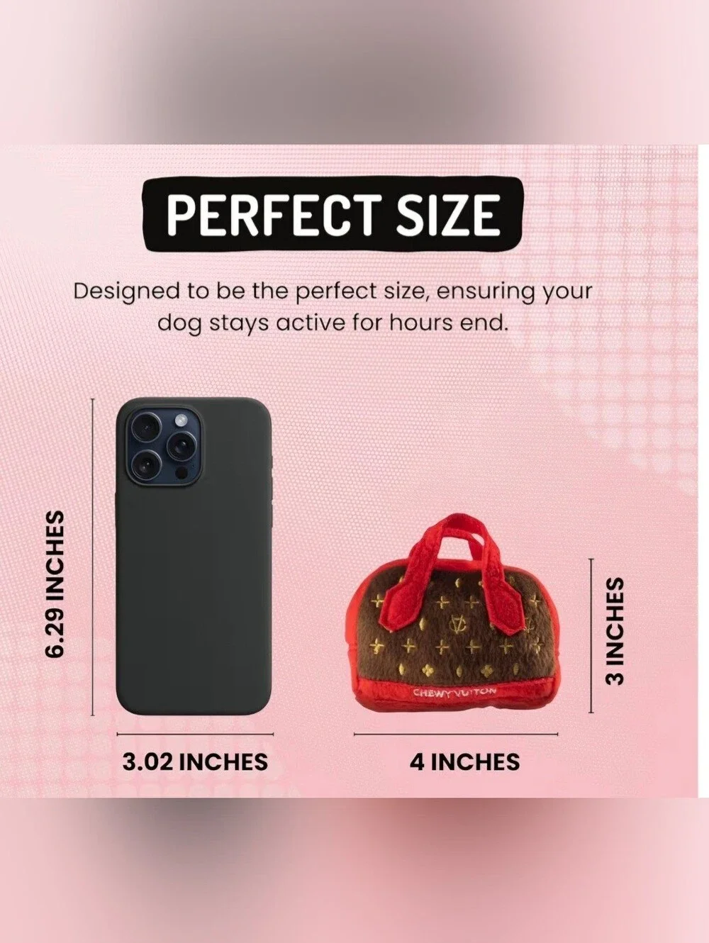 Dog Diggin Designs Chewy Vuiton Posh Purse Plush Dog Toy Small NWOT